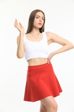 Kırmızı Mini Kloş Etek