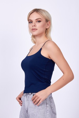 Lacivert İp Askılı Bluz